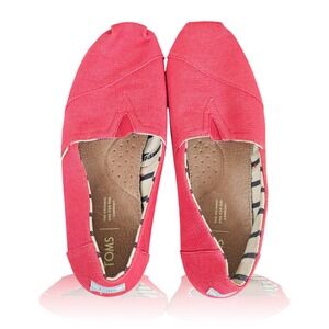 TOMS Women Classic Alpargata Slip On Shoes Coral Pink Canvas Loafers W 9.5